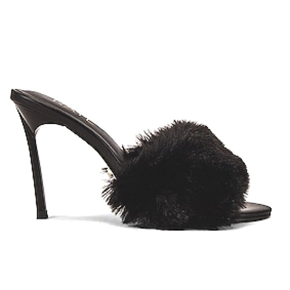 RAYE Regina Faux Fur Black Sandal